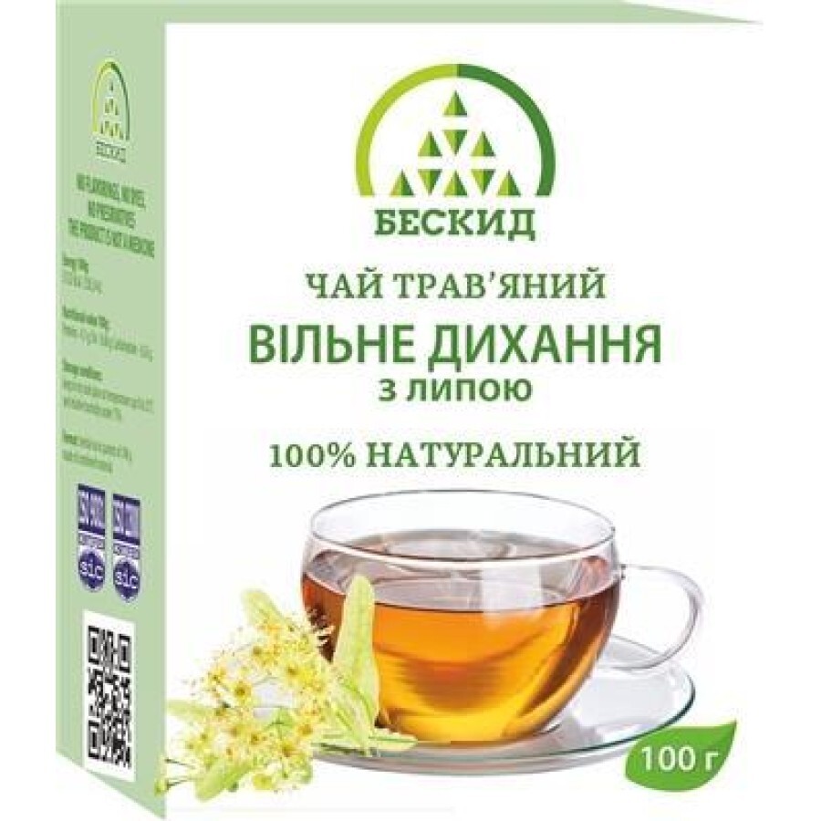 Чай травяной Бескид Свободное дыхание с липой, 100 г: цены и характеристики