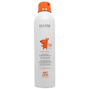 Детский солнцезащитный спрей Babe Laboratorios Pediatric SPF50+ прозрачный водостойкий с матовым эффектом 200 мл