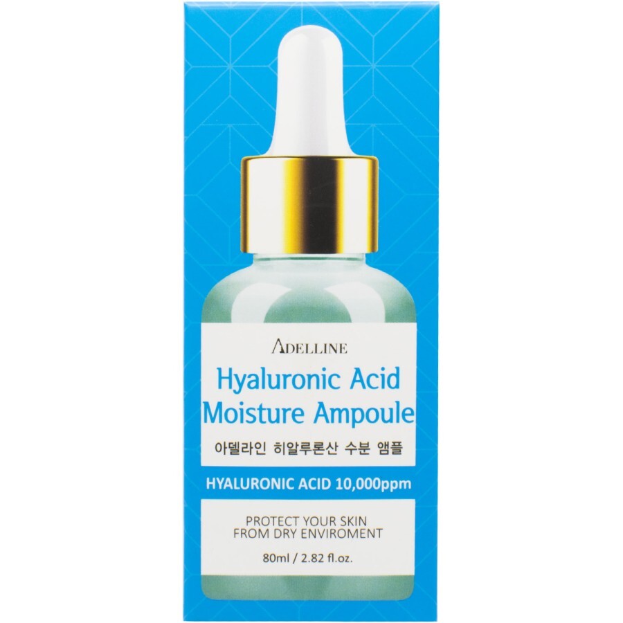 Сироватка для обличчя ADELLINE Hyaluronic Acid Moisture Ampoule з гіалуроновою кислотою зволожуюча 80 мл: ціни та характеристики