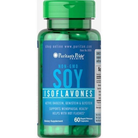 Ізофлавони сої, Soy Isoflavones, Puritan's Pride, без ГМО, 750 мг, 60 капсул швидкого вивільнення