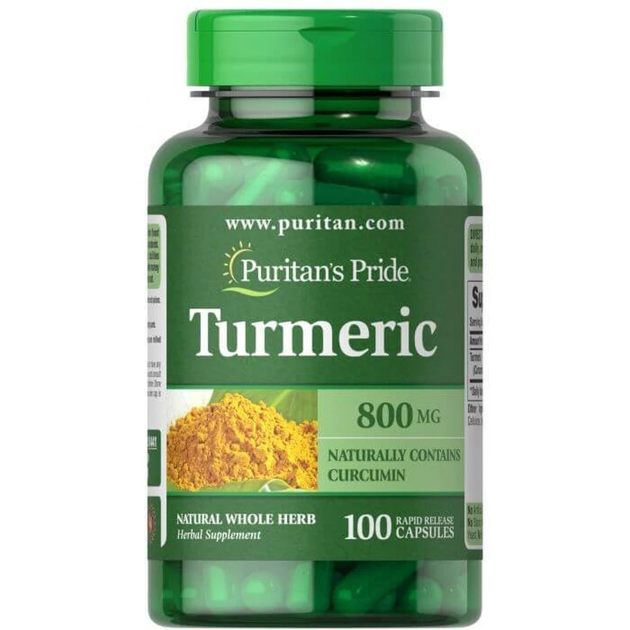 Куркума, Turmeric, Puritan's Pride, 800 мг, 100 капсул: ціни та характеристики