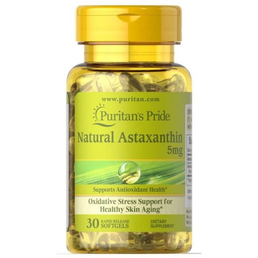 Астаксантин, Natural Astaxanthin, Puritan's Pride, 5 мг, 30 капсул: цены и характеристики