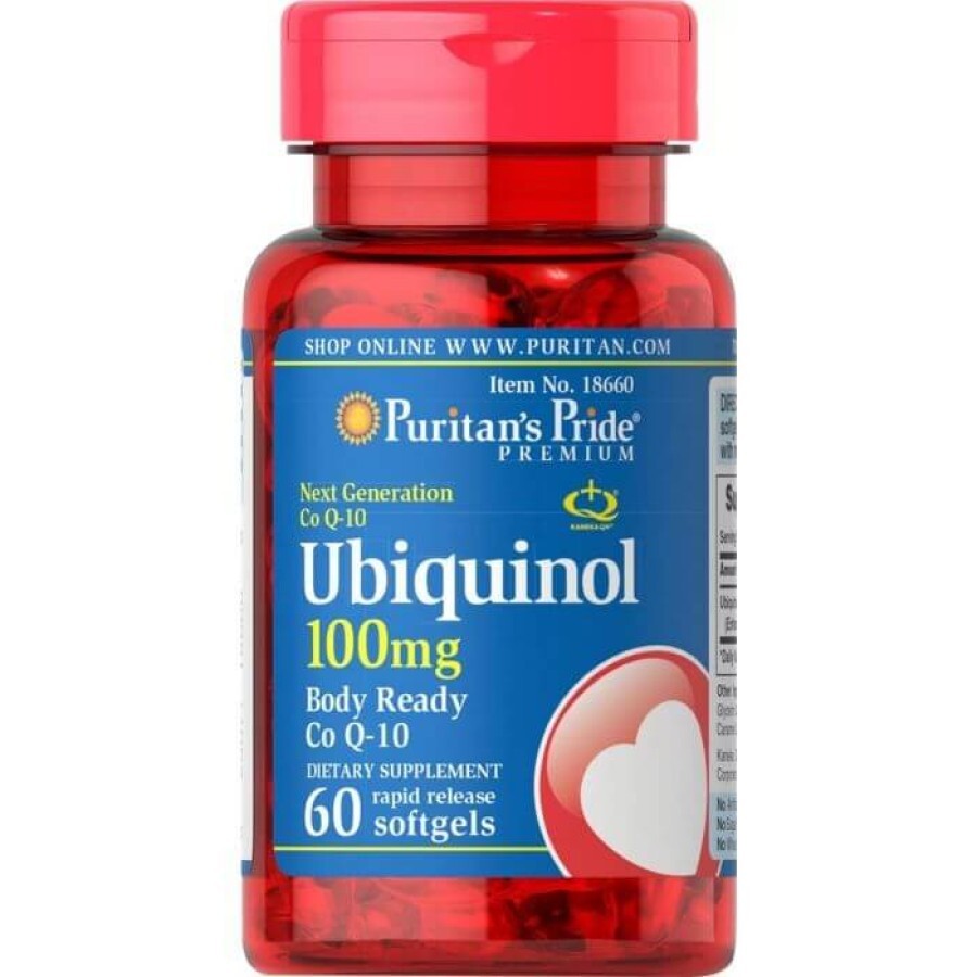 Убихинол, Ubiquinol, Puritan's Pride, 100 мг, 60 гелевых капсул: цены и характеристики