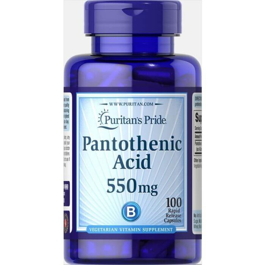 Пантотеновая кислота, Pantothenic Acid, Puritan's Pride, 550 мг, 100 капсул: цены и характеристики