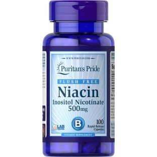 Ниацин, Flush Free Niacin, Puritan's Pride, 500 мг, 100 капсул