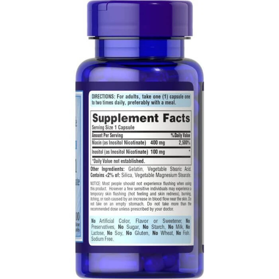 Ниацин, Flush Free Niacin, Puritan's Pride, 500 мг, 100 капсул: цены и характеристики