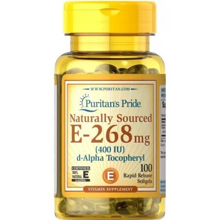 Вітамін Е, Vitamin E, Puritan's Pride, натуральний, 400 МЕ, 100 гелевих капсул