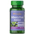 Экстракт черники, Bilberry 4:1 Extract, Puritan's Pride, 1000 мг, 90 гелевых капсул: цены и характеристики