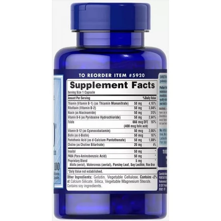 Вітаміни В-50 комплекс, Vitamin B-50 Complex, Puritan's Pride, 100 капсул: ціни та характеристики