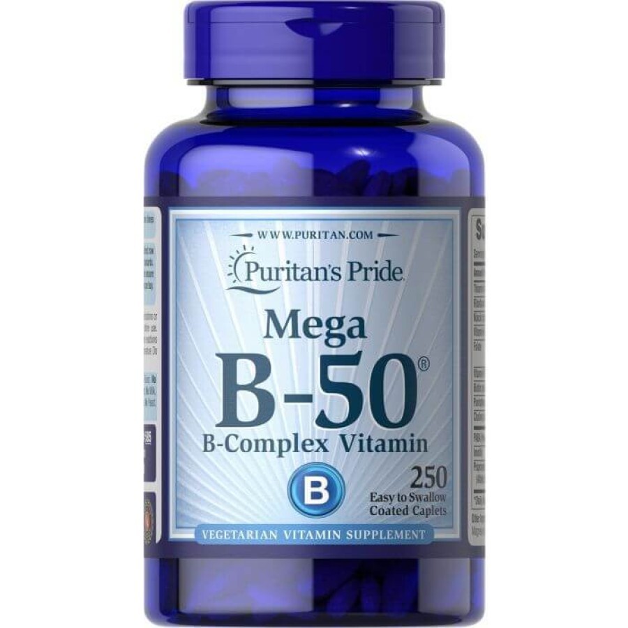 Витамин В-50 комплекс, Vitamin B-50® Complex, Puritan's Pride, 250 каплет: цены и характеристики