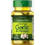 Часник і петрушка, Odorless Garlic & Parsley, Puritan's Pride, 500 мг / 100 мг, без запаху, 100 гелевих капсул: ціни та характеристики