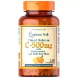 Витамин С и биофлавоноидами, Vitamin C-500 mg Rose Hips Time Release, Puritan's Pride, 500 мг, 250 капсул