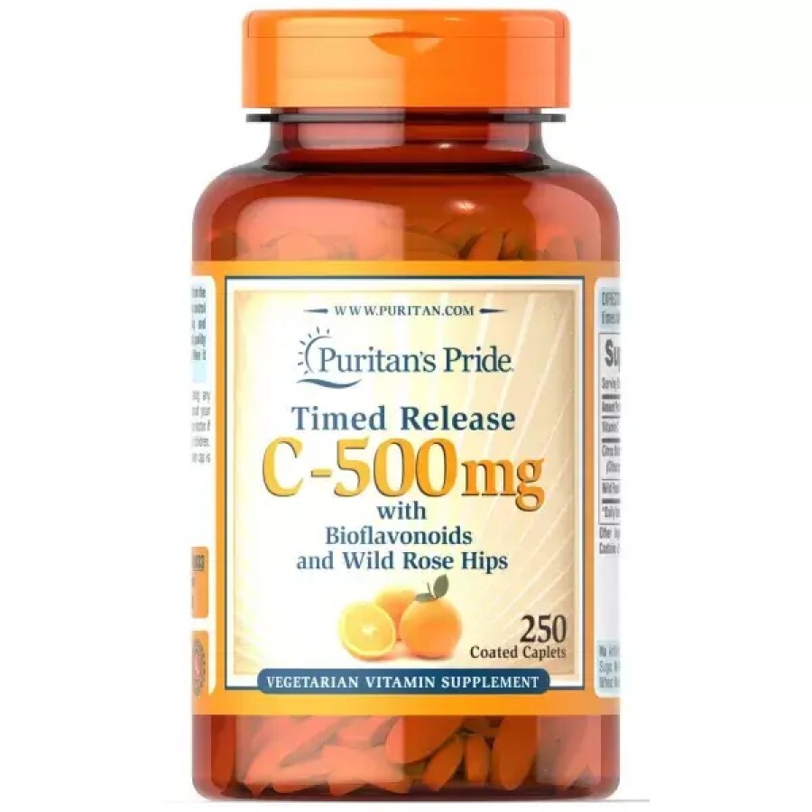 Витамин С и биофлавоноидами, Vitamin C-500 mg Rose Hips Time Release, Puritan's Pride, 500 мг, 250 капсул: цены и характеристики