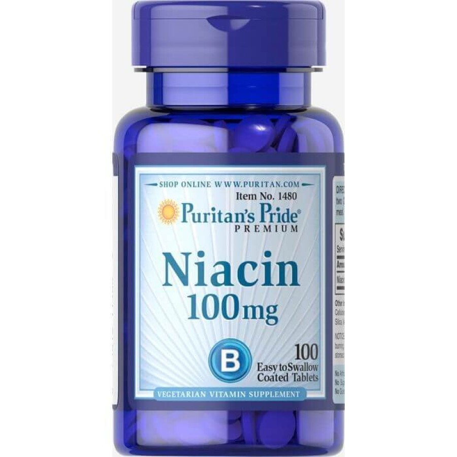 Ниацин, Niacin, Puritan's Pride, 100 мг, 100 таблеток: цены и характеристики
