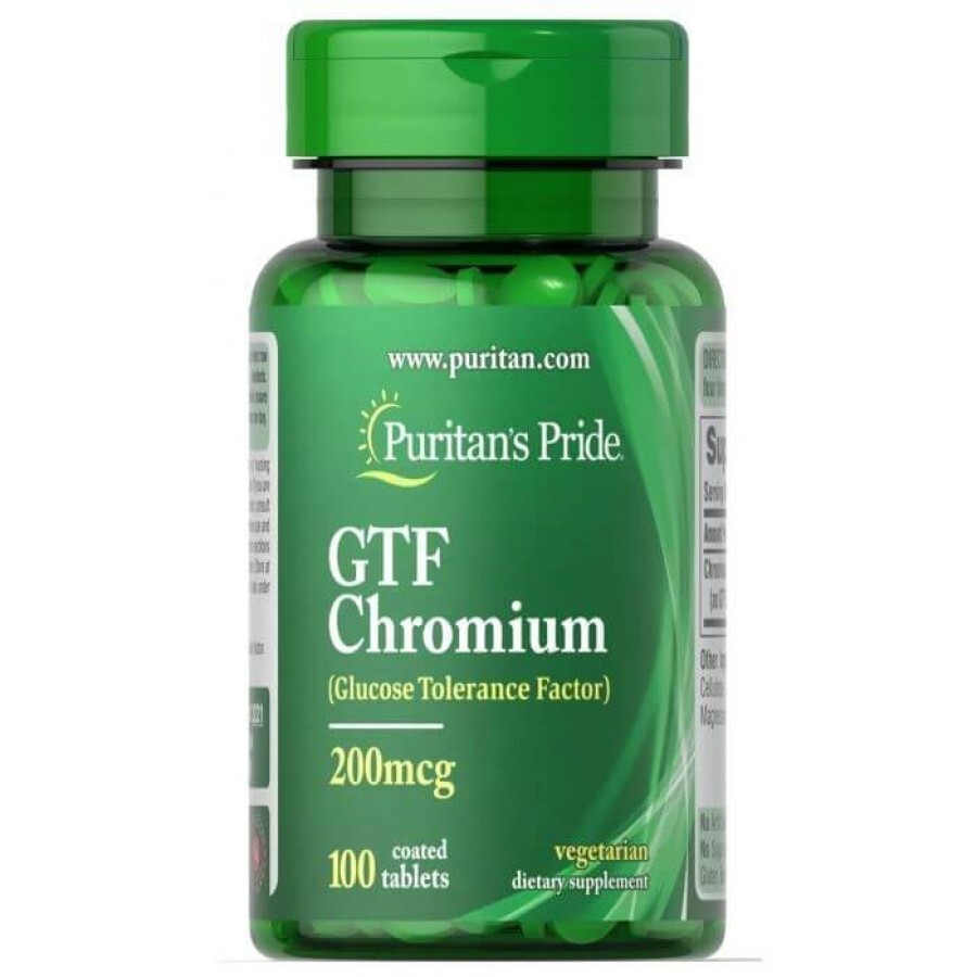 Хром, GTF Chromium, Puritan's Pride, 200 мкг, 100 таблеток: цены и характеристики