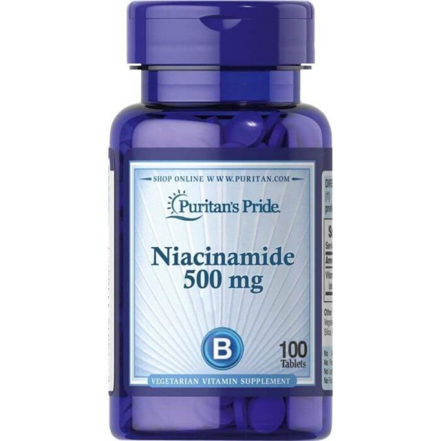 Ниацинамид, Niacinamide, Puritan's Pride, 500 мг, 100 таблеток: цены и характеристики