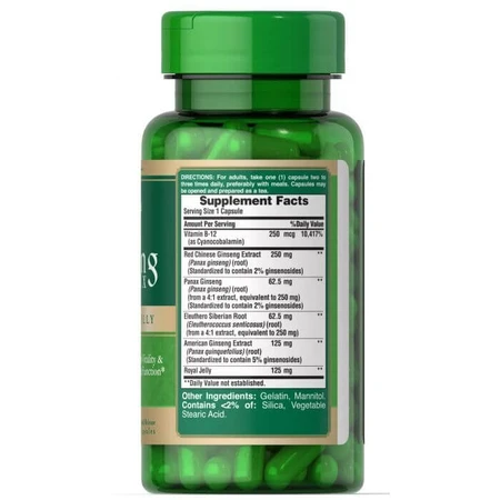 Женьшень с маточным молочком, Ginseng Complex, Puritan's Pride, 1000 мг, 50 капсул: цены и характеристики