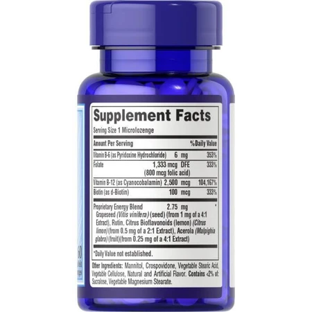 Вітамін B12 з фолієвою кислотою, вітаміном B6 і біотином, Sublingual Vitamin B12, Puritan's Pride, сублінгвальний, 2500 мкг, 60 мікроледенців: ціни та характеристики
