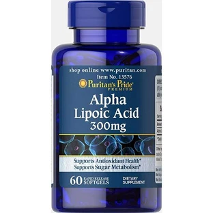Альфа-ліпоєва кислота, Alpha Lipoic Acid, Puritan's Pride, 300 мг, 60 гелевих капсул