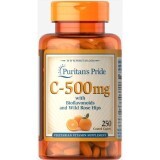 Витамин С с биофлавоноидами, Vitamin C, Puritan's Pride, шиповник, 500 мг, 250 капсул