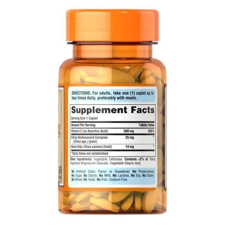 Витамин С с биофлавоноидами и шиповником, Vitamin C, Puritan's Pride, 500 мг, 30 капсул: цены и характеристики