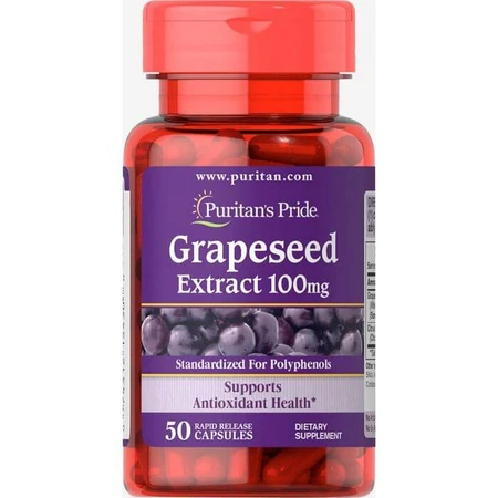 Экстракт виноградных косточек, Grapeseed Extract, Puritan's Pride, 100 мг, 50 капсул: цены и характеристики