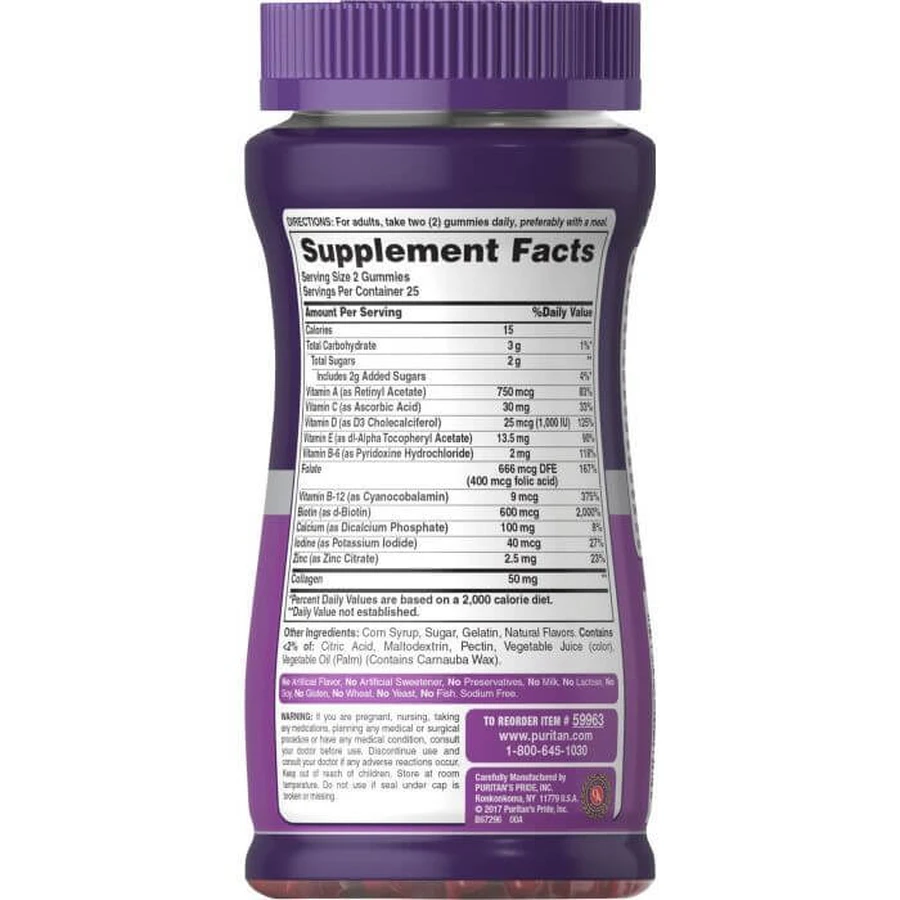 Мультивитамины для женщин плюс коллаген, Women's Multivitamin, Puritan's Pride, 50 жевательных конфет: цены и характеристики