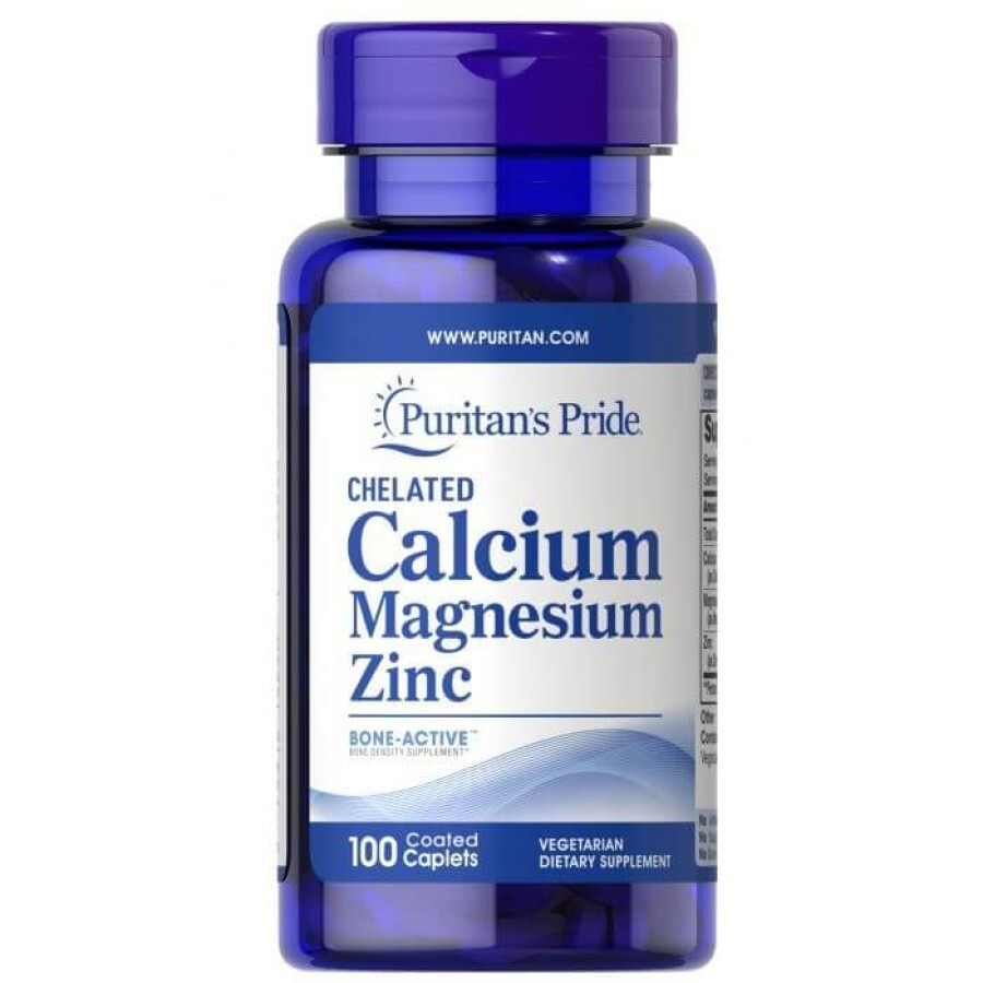 Кальций магний цинк , Chelated Calcium Magnesium Zinс, Puritan's Pride, 100 капсул: цены и характеристики
