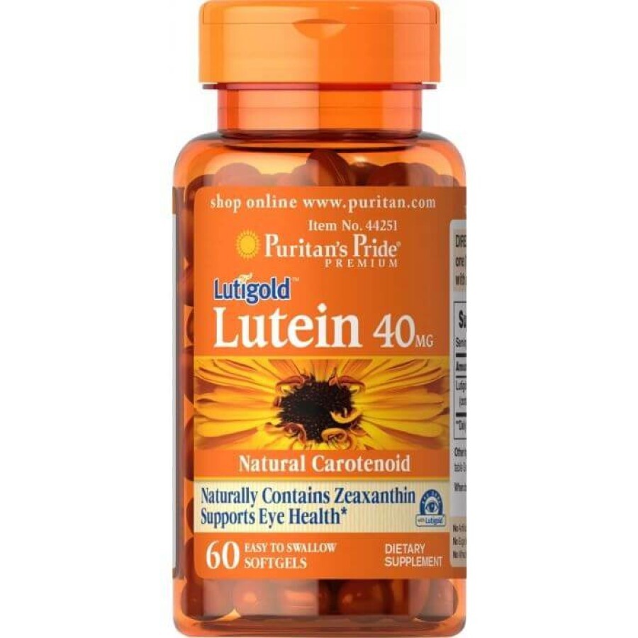 Лютеин с зеаксантином, Lutein, Puritan's Pride, 40 мг, 60 гелевых капсул: цены и характеристики
