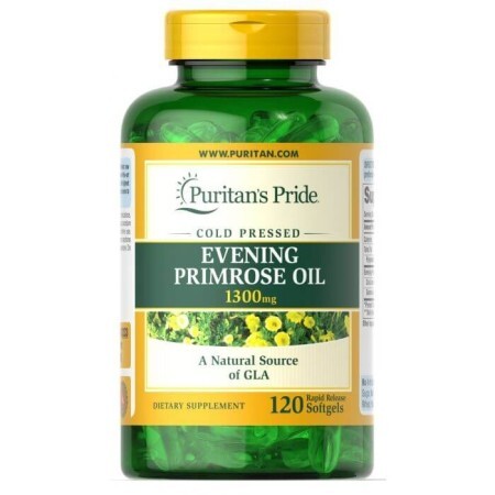 Масло вечерней примулы с ГЛК, Evening Primrose Oil, Puritan's Pride, 1300 мг, 120 гелевых капсул