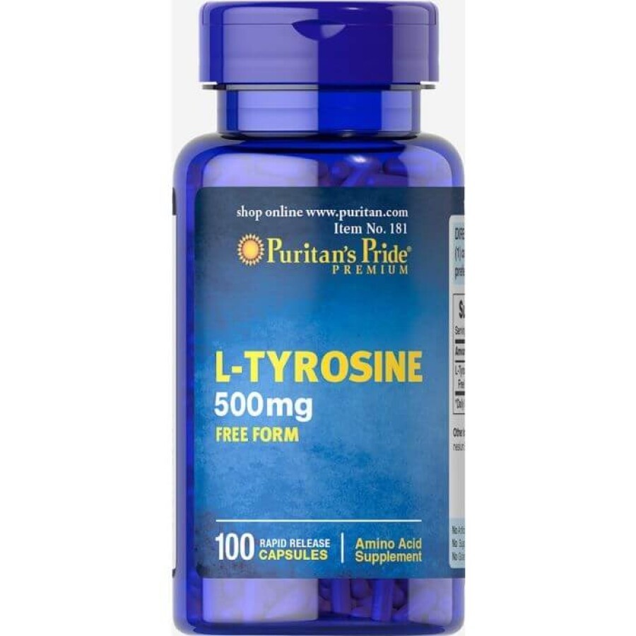 Л-тирозин, L-Tyrosine, Puritan's Pride, 500 мг, 100 капсул: ціни та характеристики