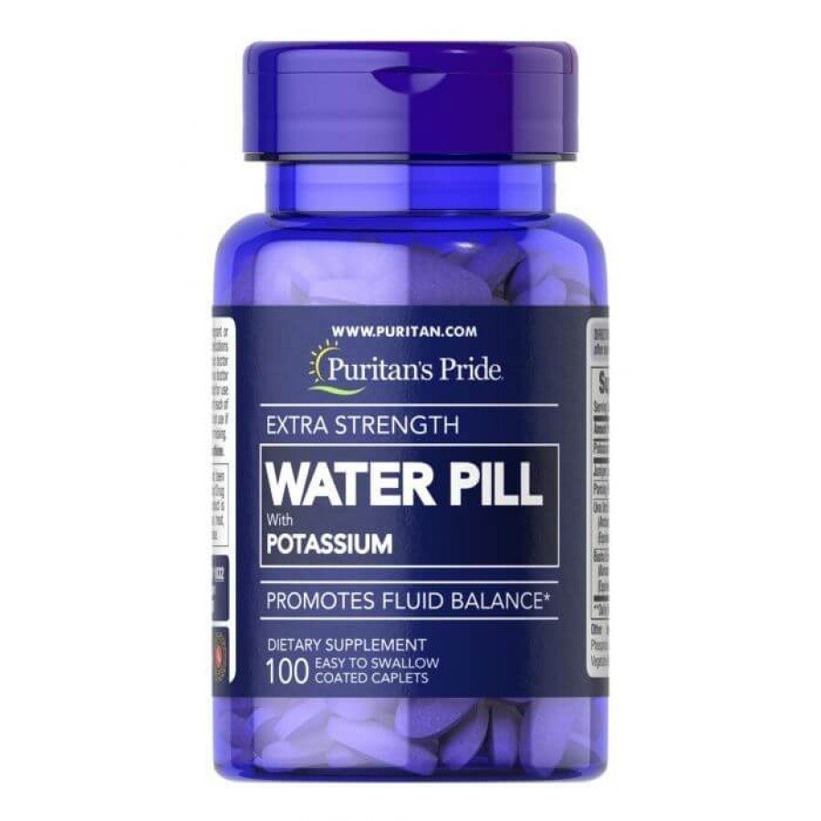 Поддержка водного баланса, Extra Strength Water Pill, Puritan's Pride, 100 каплет: цены и характеристики