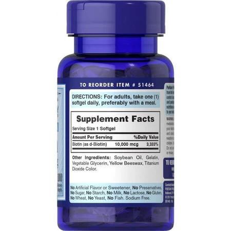 Біотин, Biotin, Puritan's Pride, 10.000 мкг, 100 капсул: ціни та характеристики