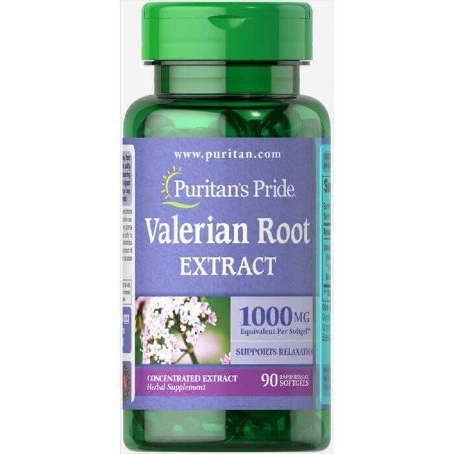 Валериана корень, Valerian Root, Puritan's Pride, 1000 мг, 90 гелевых капсул: цены и характеристики
