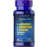 Аргінін, орнітин і лізин, L-Arginine L-Ornithine L-Lysine, Puritan's Pride, 60 капсул