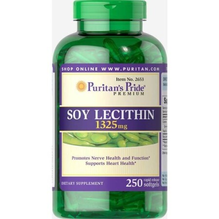 Лецитин из сои, Soy Lecithin, Puritan's Pride, 1325 мг, 250 гелевых капсул