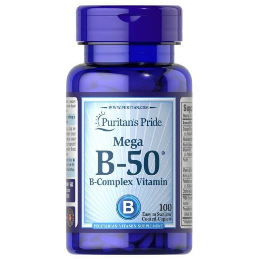 Витамин В-50 комплекс, Vitamin B-50® Complex, Puritan's Pride, 100 каплет: цены и характеристики