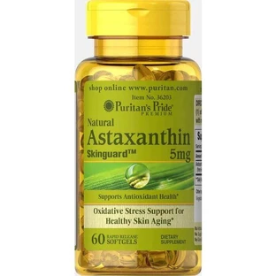 Астаксантин, Natural Astaxanthin, Puritan's Pride, 5 мг, 60 капсул