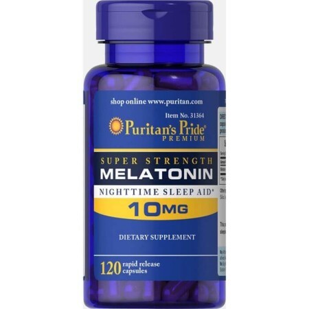 Мелатонін, Melatonin, Puritan's Pride, 10 мг, 120 капсул