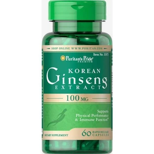 Корейський женьшень, Korean Ginseng Standardized, Puritan's Pride, 100 мг, 60 капсул