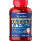 Омега-3 рыбий жир, Omega-3 Fish Oil, Puritan's Pride, двойная сила, 1200/600 мг, 90 капсул