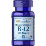 Витамин В12 (метилкобаламин), Methylcobalamin Vitamin B-12, Puritan's Pride, 5000 мкг, 30 миниледенцов