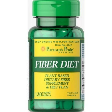 Пищевые волокна, Fiber Diet, Puritan's Pride, 120 таблеток
