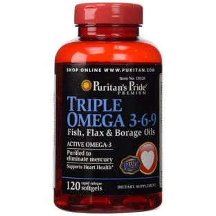 Омега 3-6-9, Triple Omega 3-6-9, Puritan's Pride, масло льна, буравчика и рыбы, 120 гелевых капсул