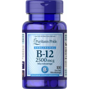Витамин B-12,Vitamin B-12, Puritan's Pride, сублингвальный, 2500 мкг, 100 микропастилок