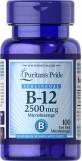 Витамин B-12,Vitamin B-12, Puritan&#39;s Pride, сублингвальный, 2500 мкг, 100 микропастилок