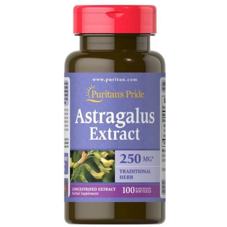 Астрагал екстракт, Astragalus Extract, Puritan's Pride, 1000 мг, 100 гелевих капсул: ціни та характеристики