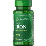 Залізо, Easy Iron( Glycinate), Puritan's Pride, 28 мг, 90 гелевих капсул