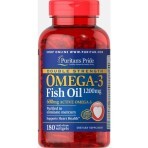 Омега-3 рыбий жир, Omega-3 Fish Oil, Puritan's Pride, двойная сила, 1200 мг, 180 капсул: цены и характеристики