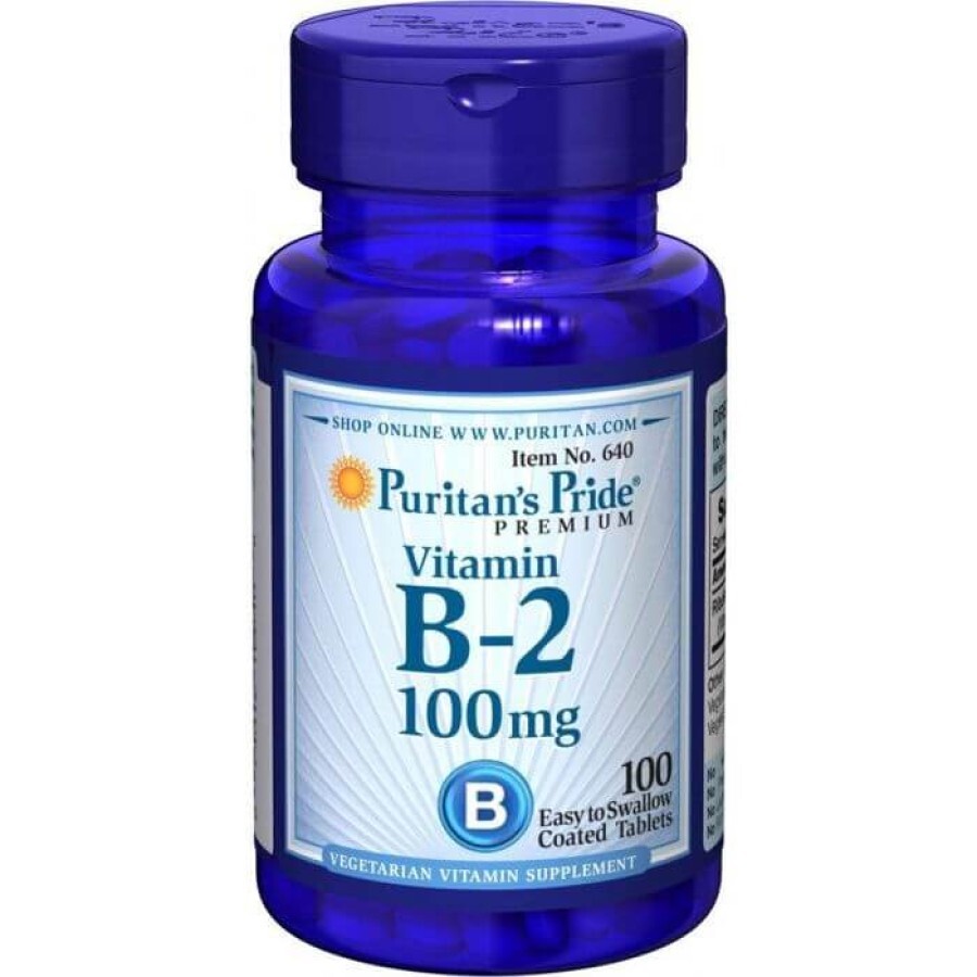 Вітамін В-2, Vitamin B-2 (Riboflavin), Puritan's Pride, 100 мг, 100 таблеток: ціни та характеристики